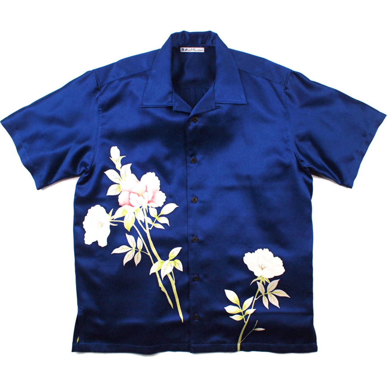 大きいサイズの和柄アロハシャツ TSUBAKI M