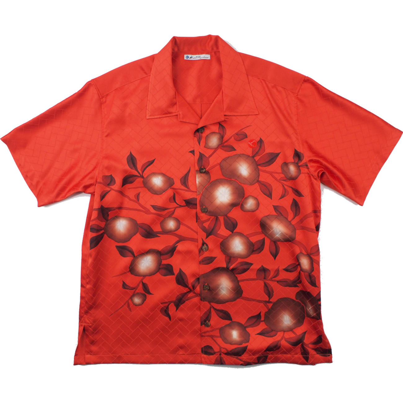 大きいサイズの和柄アロハシャツ KAKI S