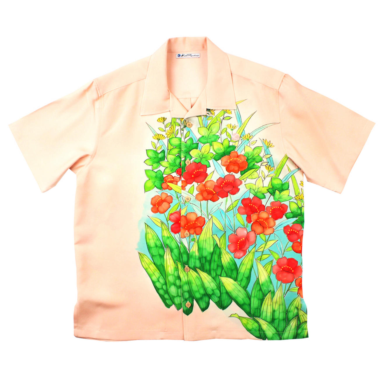 大きいサイズの和柄アロハシャツ YAMABUKI S