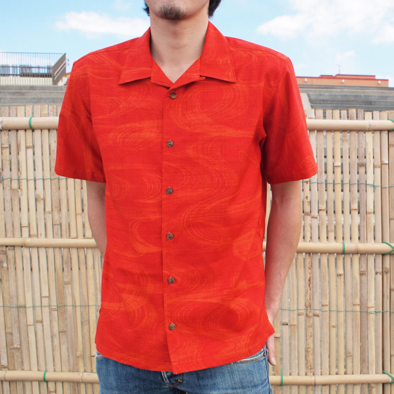 大きいサイズの和柄アロハシャツ KANZEMIZU