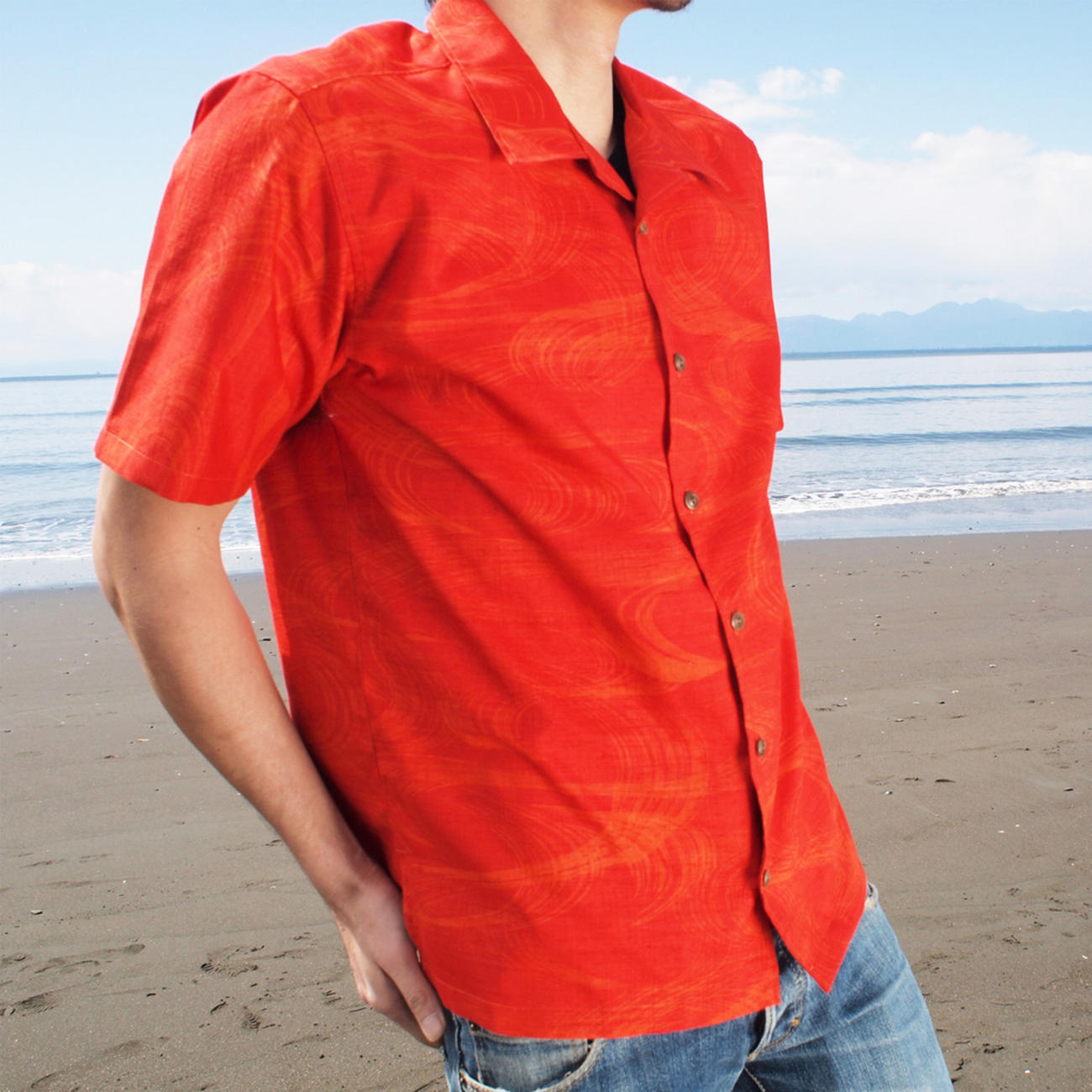 大きいサイズの和柄アロハシャツ KANZEMIZU