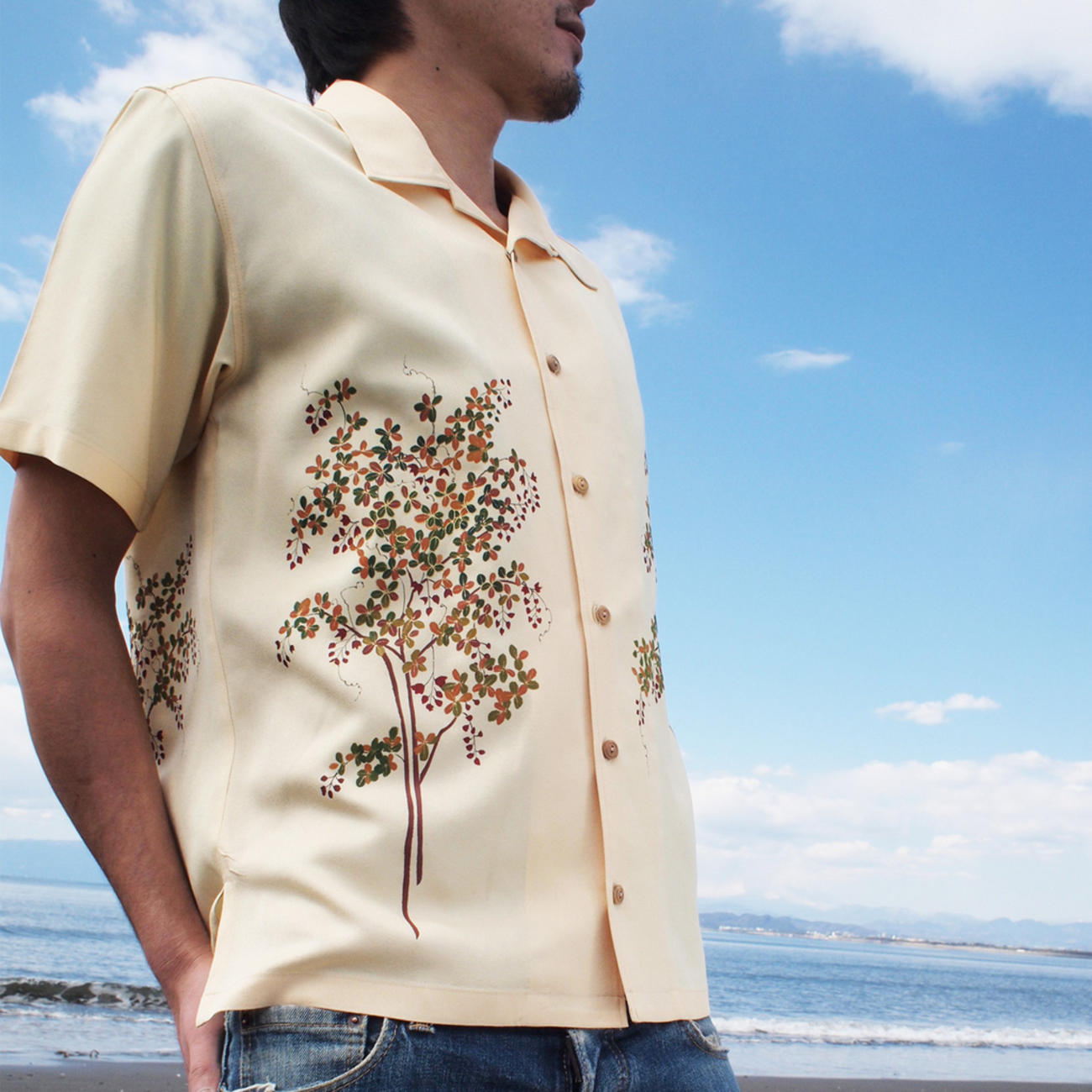 大きいサイズの和柄アロハシャツ HAGI M